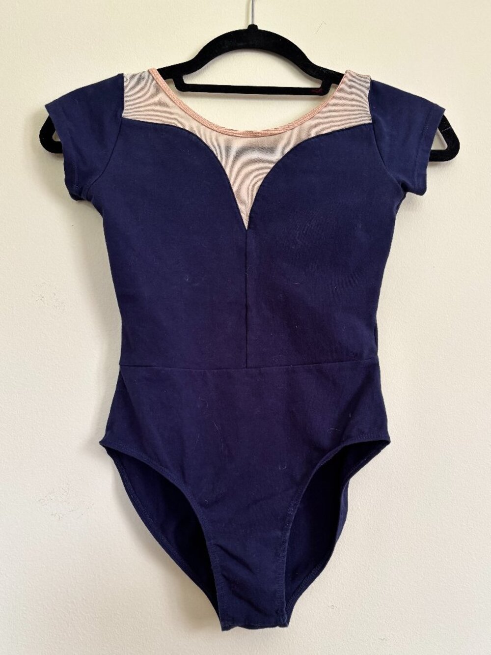 Ballet Leotard Navy & Tan Girls Large EXCELLENT CONDITION
